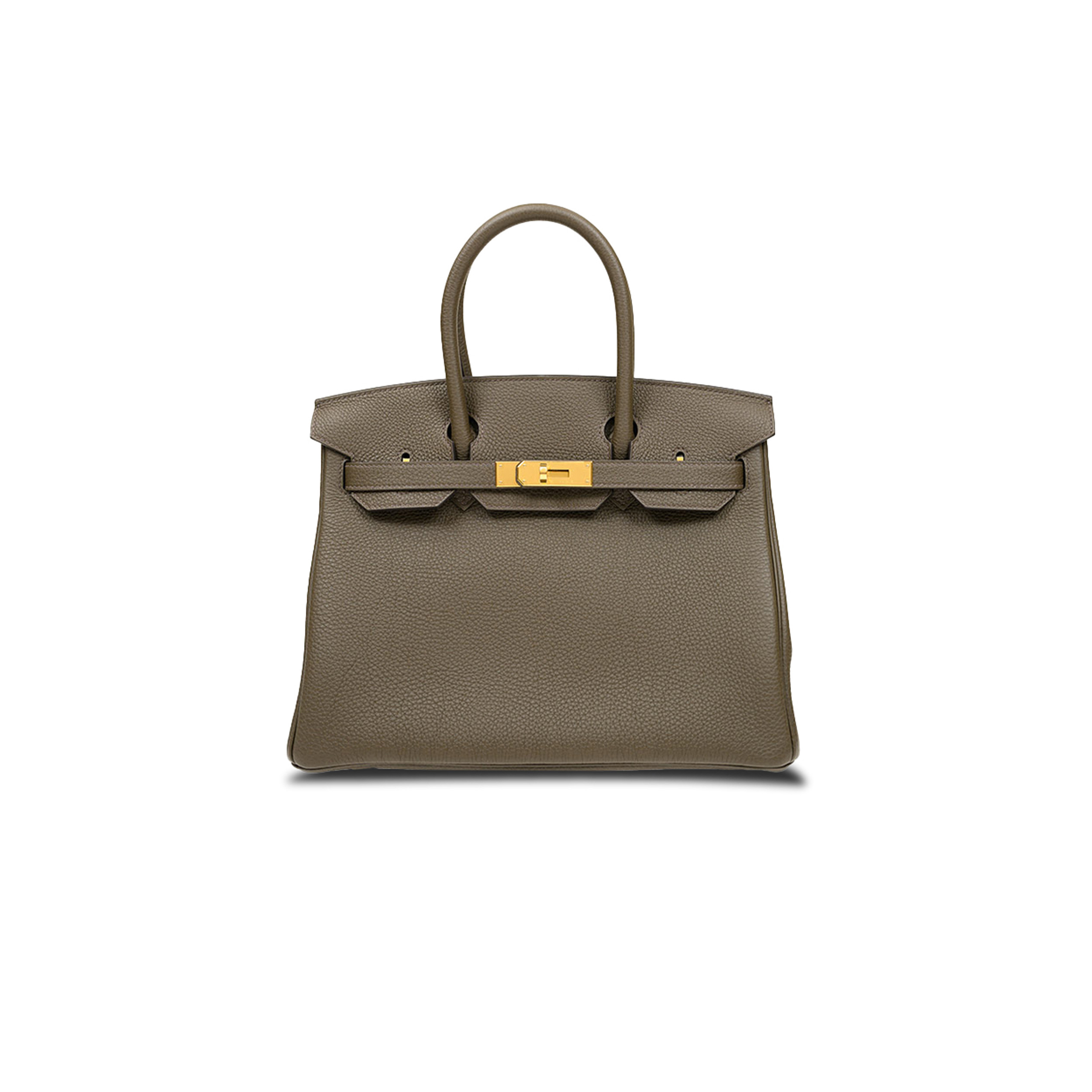 H**mes master birkin 25 epsom leather trench coat grey gold buckle bag h028369ccm8 (25*20*13cm)